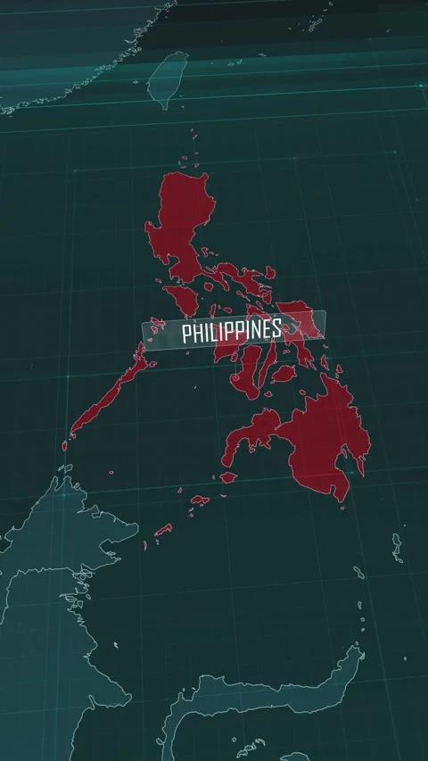 Vertical portrait, zoom in to the map of Philippines, with text and textless Stock Footage 320861749