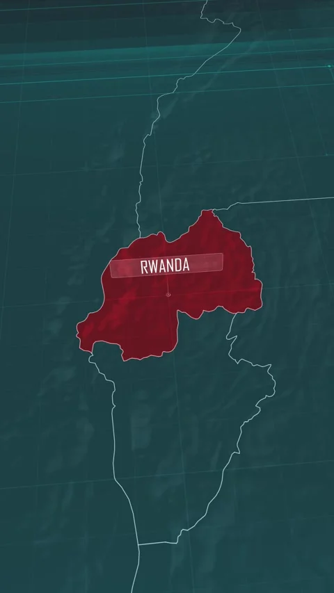 Vertical portrait, zoom in to the map of Rwanda, with text and textless Stock Footage 320861257
