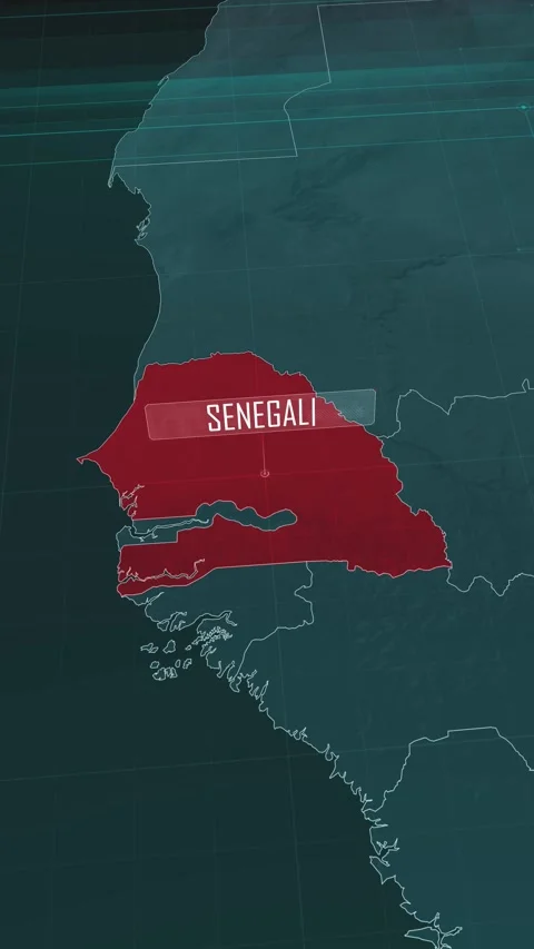 Vertical portrait, zoom in to the map of Senegal, with text and textless Stock Footage 320861980