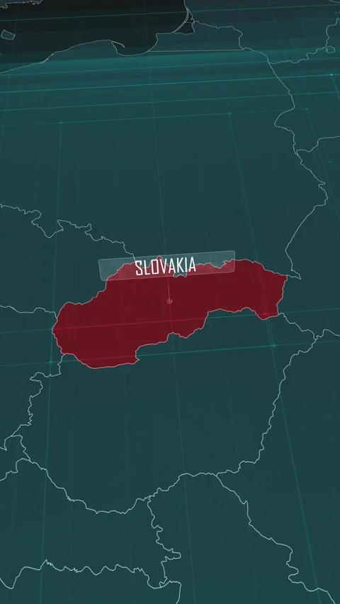 Vertical portrait, zoom in to the map of Slovakia, with text and textless Stock Footage 320824608