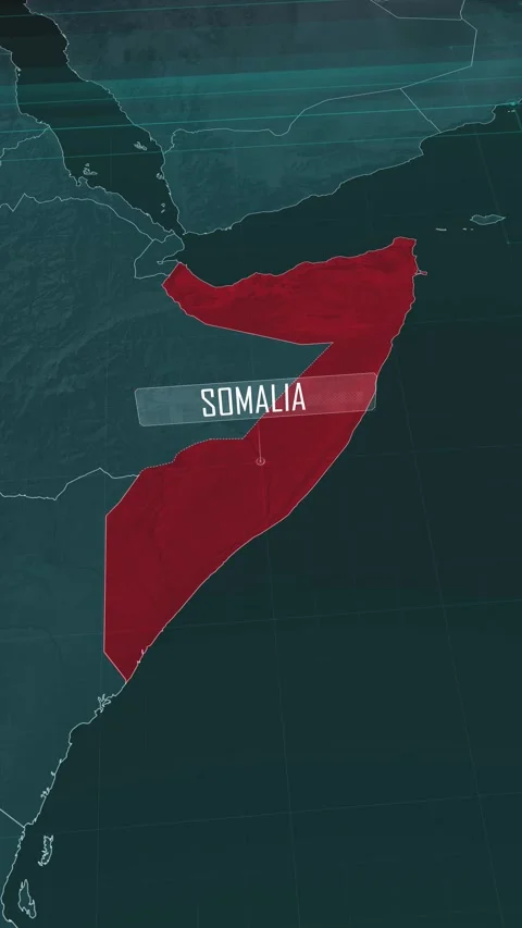 Vertical portrait, zoom in to the map of Somalia, with text and textless Stock Footage 320825137