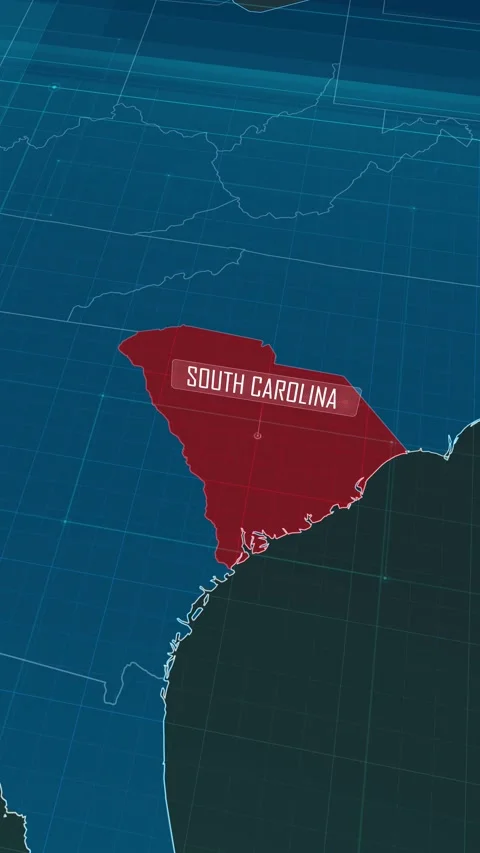 Vertical portrait, zoom in to the map of South Carolina state Stock Footage 320818699