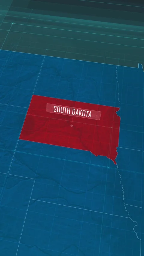 Vertical portrait, zoom in to the map of South Dakota state Stock Footage 320818907