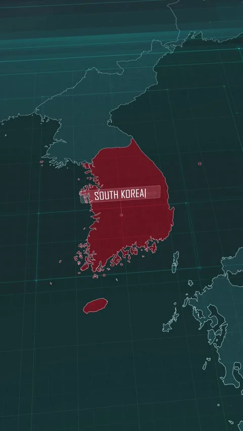 Vertical portrait, zoom in to the map of South Korea, with text and textless Stock Footage 320862056