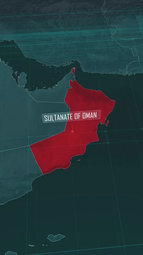 Vertical portrait, zoom in to the map of Sultanate Oman, with text and textless Stock Footage 320825000