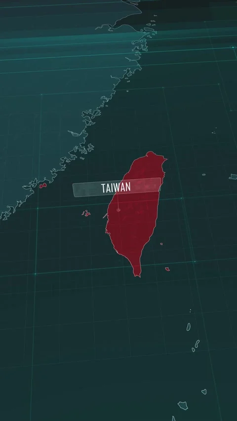 Vertical portrait, zoom in to the map of Taiwan, with text and textless Stock Footage 320826045