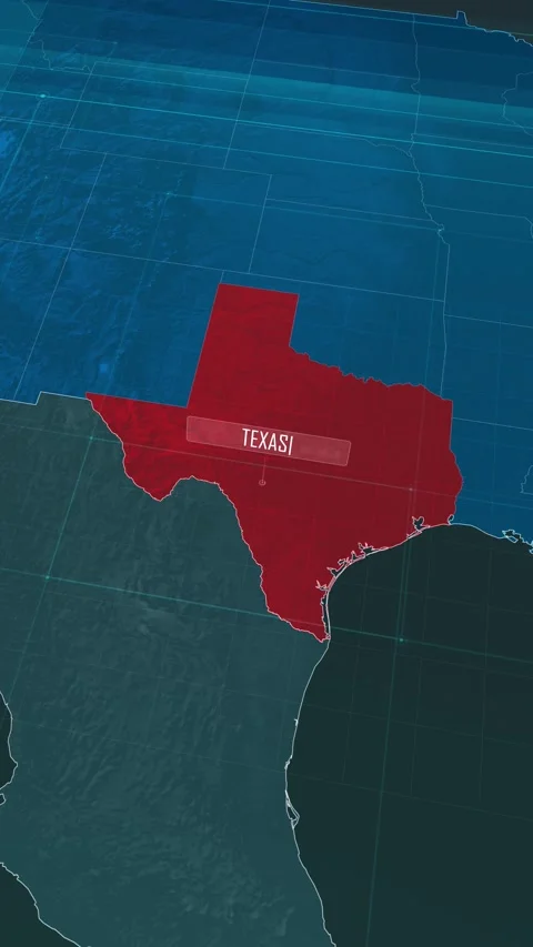 Vertical portrait, zoom in to the map of Texas state, with text and textless Stock Footage 320818957