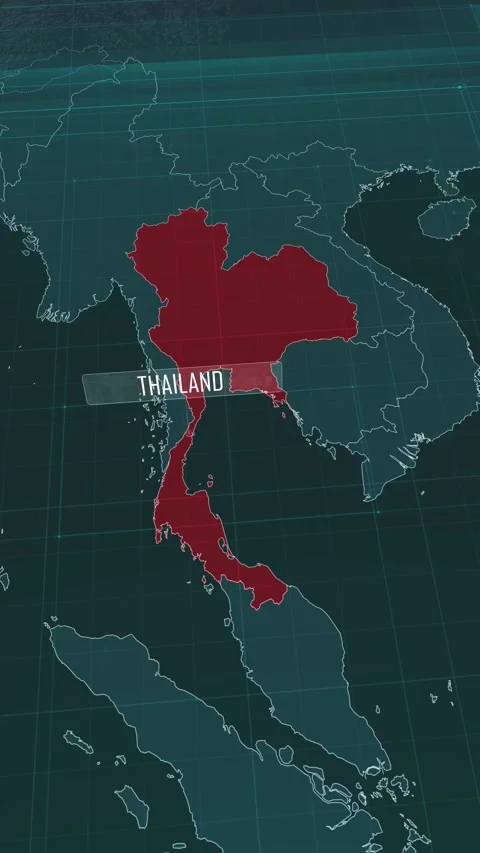 Vertical portrait, zoom in to the map of thailand, with text and textless Video stock 320861553