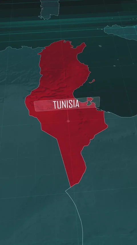 Vertical portrait, zoom in to the map of Tunisia, with text and textless Stock Footage 320861300