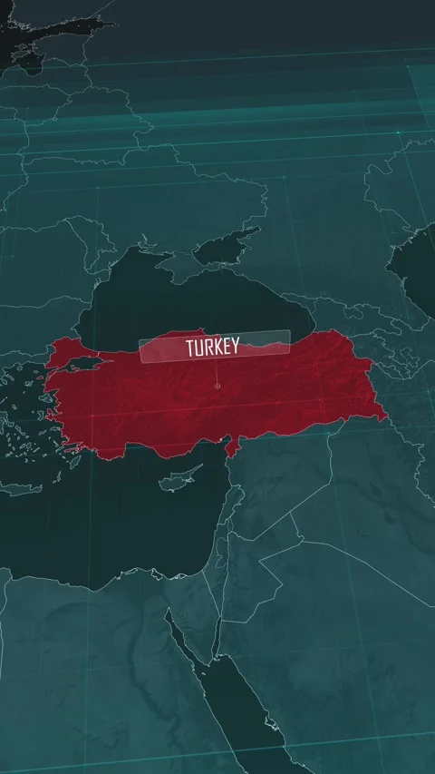 Vertical portrait, zoom in to the map of Turkey, with text and textless Stock Footage 320825741