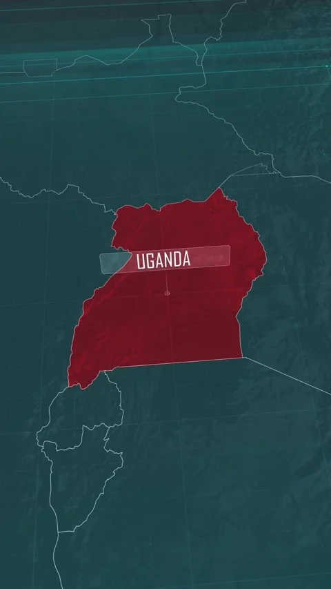 Vertical portrait, zoom in to the map of Uganda, with text and textless Stock Footage 320862415