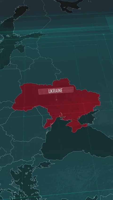 Vertical portrait, zoom in to the map of Ukraine, with text and textless Stock Footage 320825224