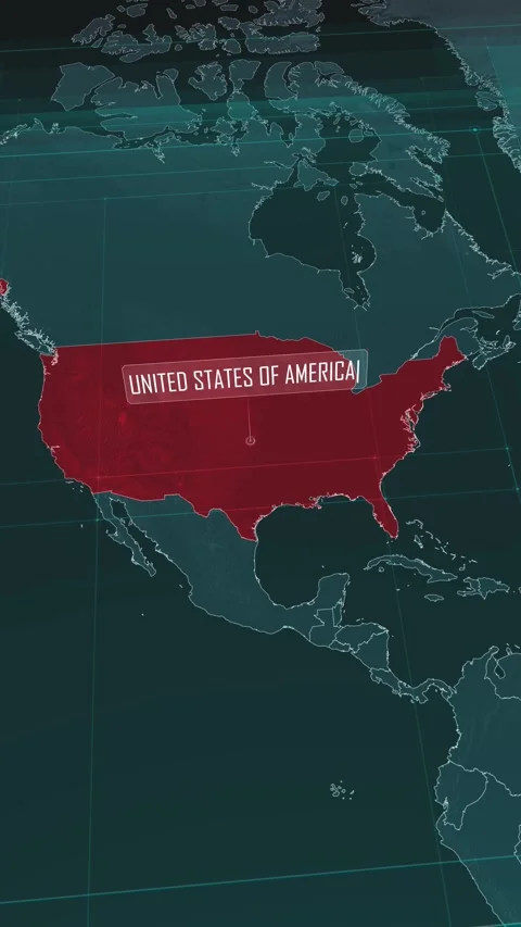 Vertical portrait, zoom in to the map of United States of America Stock Footage 320825725