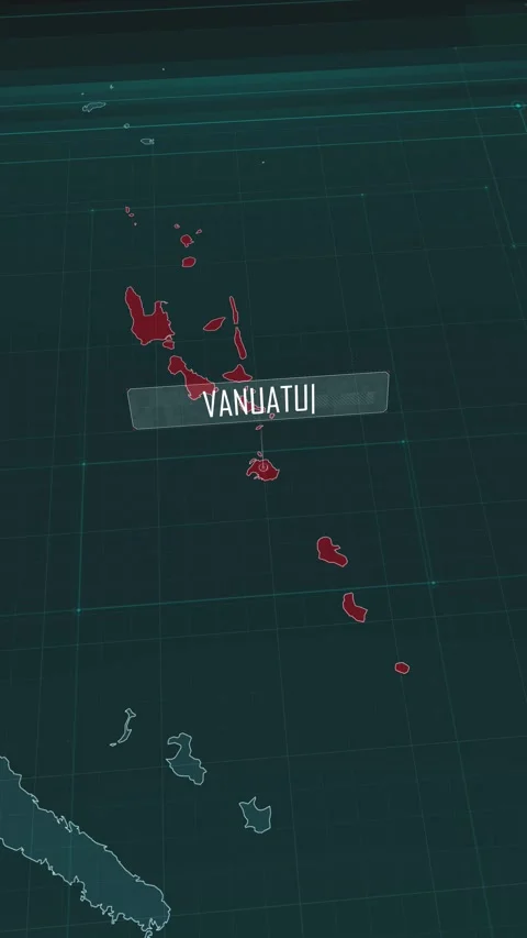 Vertical portrait, zoom in to the map of Vanuatu, with text and textless Stock Footage 320825686