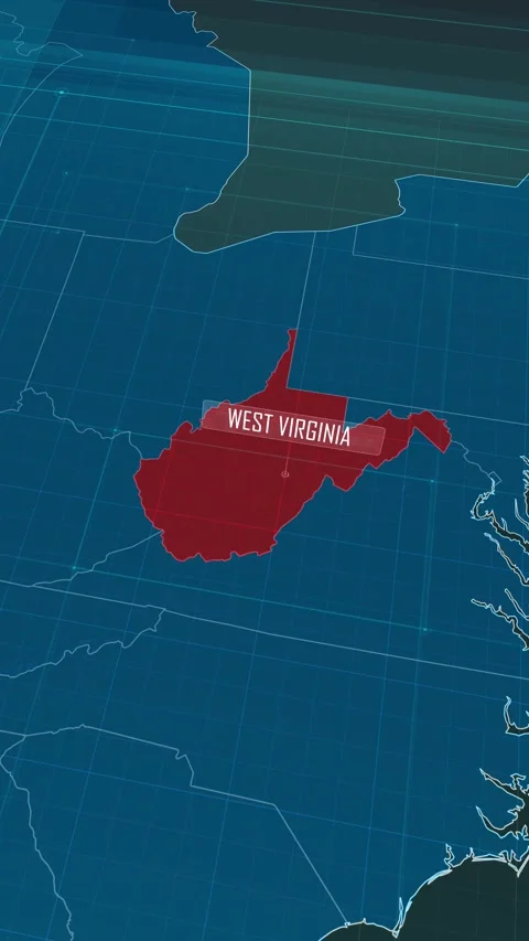 Vertical portrait, zoom in to the map of West Virginia state Video stock 320818587