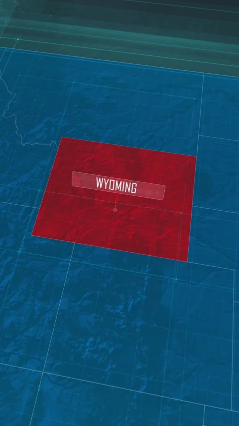 Vertical portrait, zoom in to the map of Wyoming state, with text and textless Video stock 320819079
