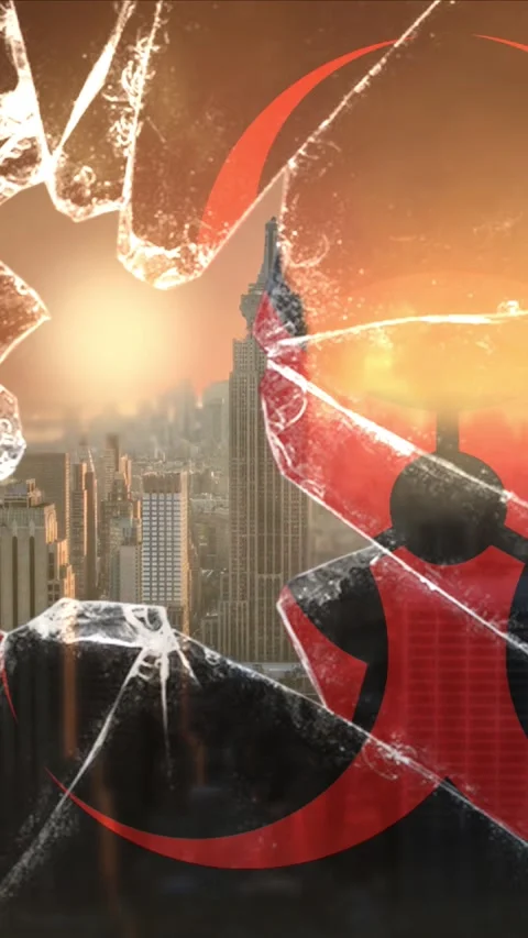 Vertical Post Apocalyptic Bio Hazard City 4K Loop Stock Footage 273238680