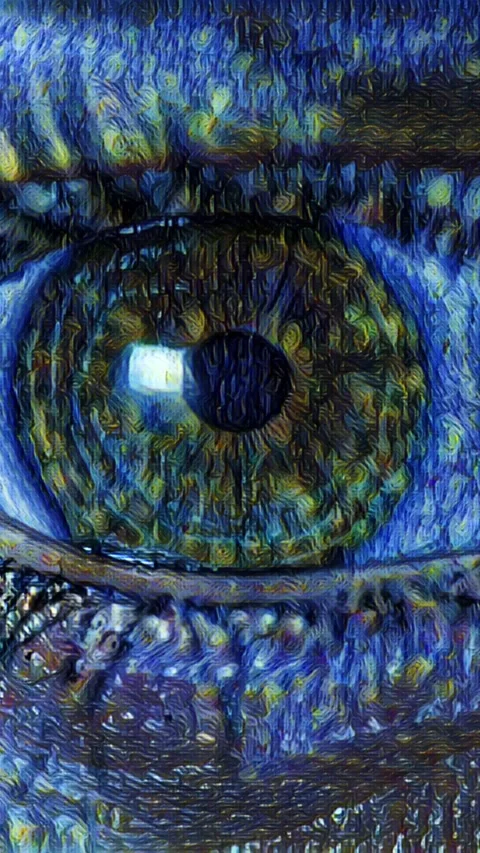 Vertical post impressionist animation of human eye close up 스톡 동영상 331077628