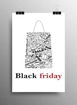 Vertical Poster A4. Black Friday. Sale Discount. Stock Illustration