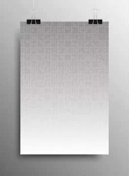 Vertical Poster A4 Puzzle Pieces. Grey Puzzles. Stock Illustration