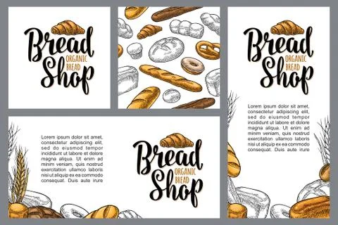 Vertical poster with bread. Vector color hand drawn vintage engraving Illustrazione stock
