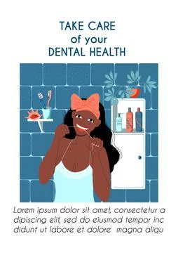 Vertical poster flyer brochure template. Dental health daily care concept. Young Stock Illustration