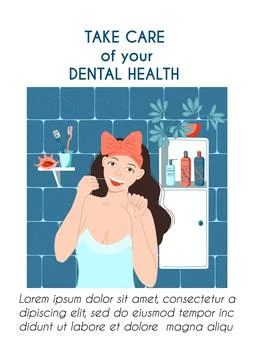 Vertical poster flyer brochure template. Dental health daily care concept. Yo Stock Illustration