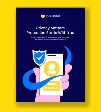 Vertical Poster Illustration Featuring Data Privacy and Cyber Security Flat.. 스톡 일러스트