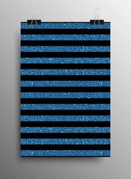 Vertical Poster Parallel Blue Sequins Lines. Stock Illustration