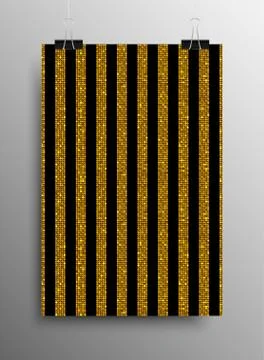 Vertical Poster Parallel Gold Sequins Lines. Stock Illustration