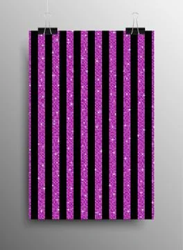 Vertical Poster Parallel Pink Sequins Lines. Stock Illustration