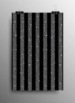 Vertical Poster Parallel Silver Sequins Lines. Stock Illustration