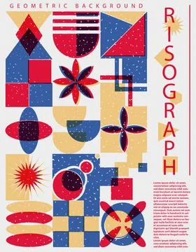 Vertical poster with riso print effect Stock Illustration