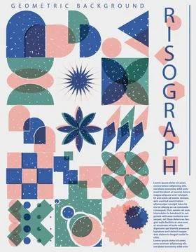 Vertical poster with riso print effect Stock Illustration