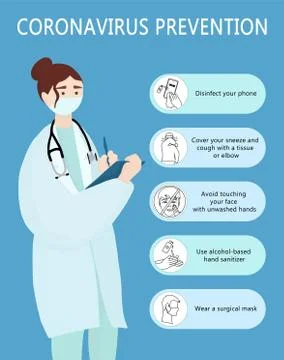 Vertical poster showing measures to prevent coronavirus infection. Stock Illustration