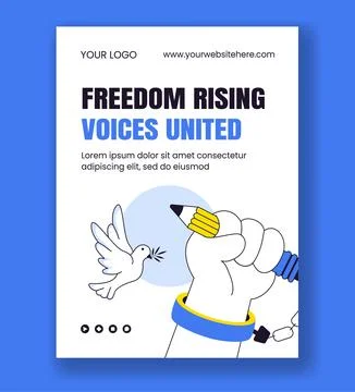 Vertical Poster Social Media Flat Cartoon Hand Drawn World Press Freedom Da.. Stock Illustration