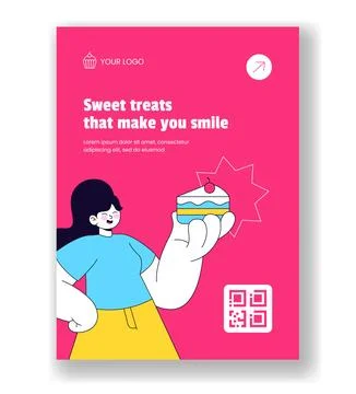 Vertical Poster Sweet Shop Flat Cartoon Hand Drawn Background Illustration Ilustración de archivo