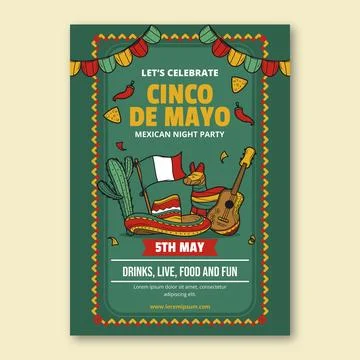 Vertical poster template for cinco de mayo celebration Stock Illustration