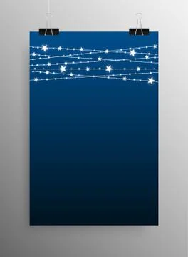 Vertical Poster. Vector Garland. Bright Bulbs. Stock Illustration