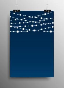 Vertical Poster. Vector Garland. Bright Bulbs. 스톡 일러스트