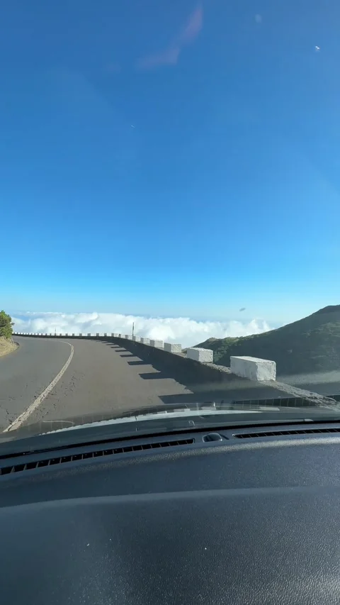 Vertical POV Driving Above the Clouds on a Mountain Road in Madeira Stock-Footage 285779893