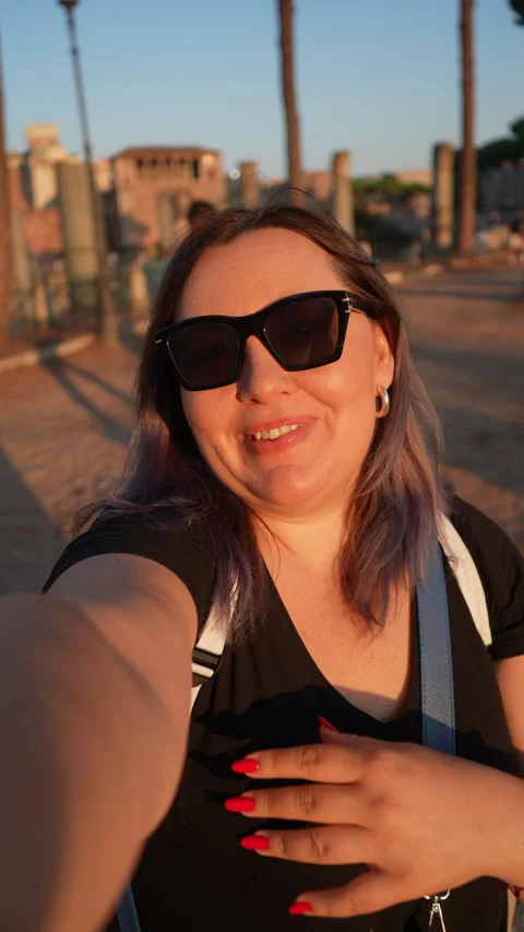 Vertical POV female tourist greeting Stock Video Pond5