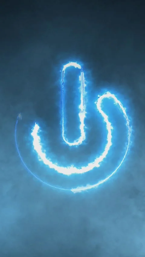 Vertical Power Symbol Laser Trace with Smoke 4K Loop Stock Footage 296699632