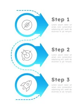 Vertical process flow infographic 3 steps 스톡 일러스트
