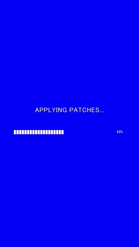 Vertical progress bar with text Applying Patches on blue background Stock Footage 337937288