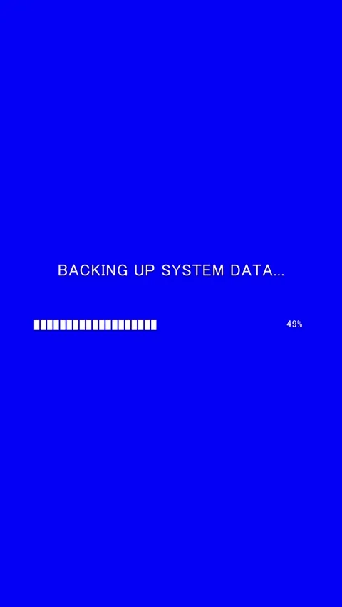 Vertical progress bar with text Backing Up System Data on blue background Stock Footage 337937105