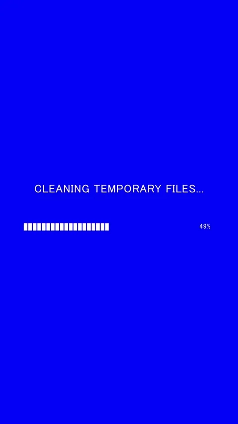 Vertical progress bar with text Cleaning Temporary Files on blue background Stock Footage 337937420