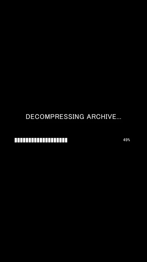 Vertical progress bar with text Decompressing Archive on black background Stock Footage 337937358