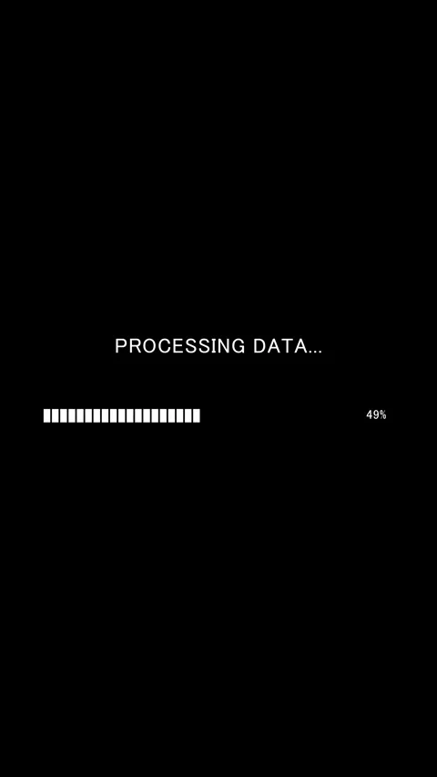Vertical progress bar with text Processing Data on black background Stock Footage 337938087