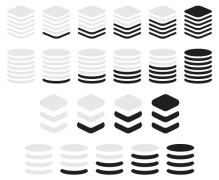 Vertical progress, level indicator symbols in sequence. Stock Illustration